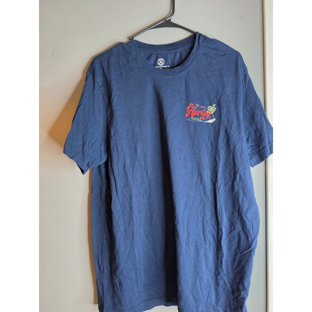 Hurley Co Mens XL Navy Blue Graphic T-Shirt Tropical Palm Tree Surf Tee